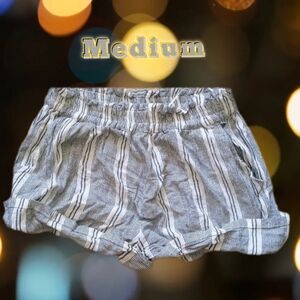 Navy blue and white pin stripe shorts